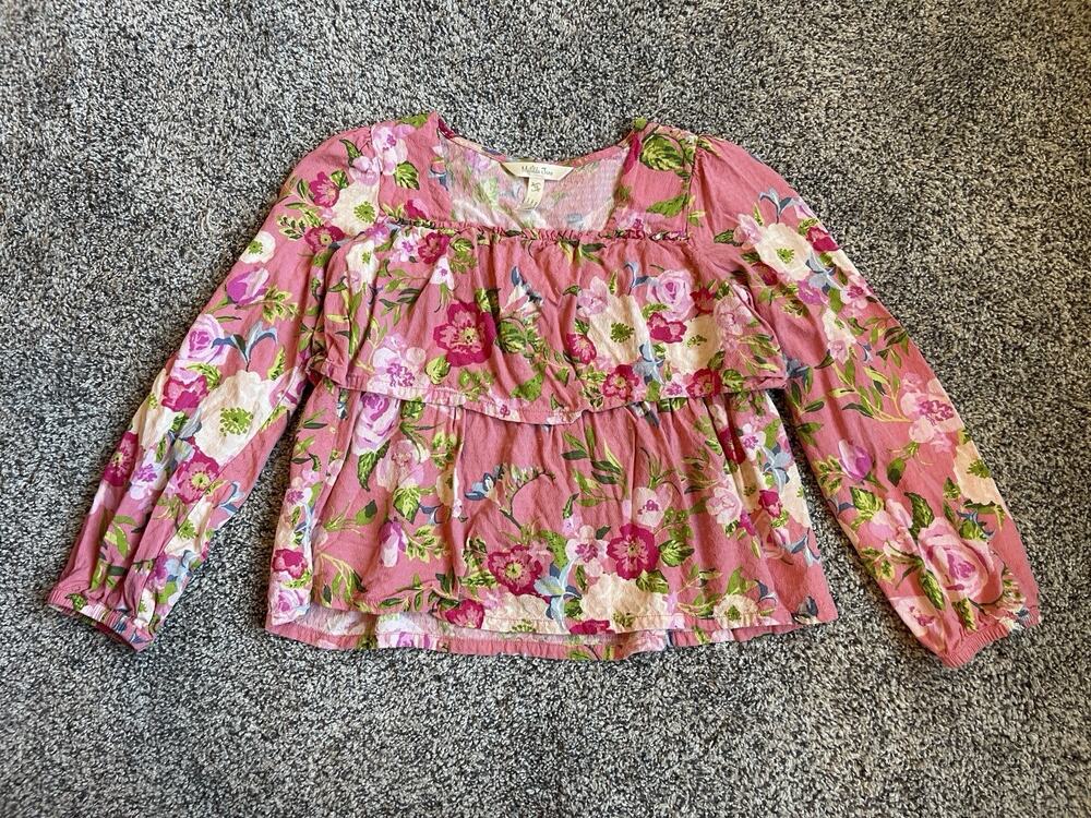 Matilda Jane Girl's Sz 10 Always Blooming Floral Top Boho Ruffle Overlay